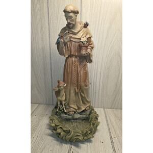 Vtg St Francis Of Assisi Bird Feeder Resin Outdoor Garden Statue 2000 Roman Inc